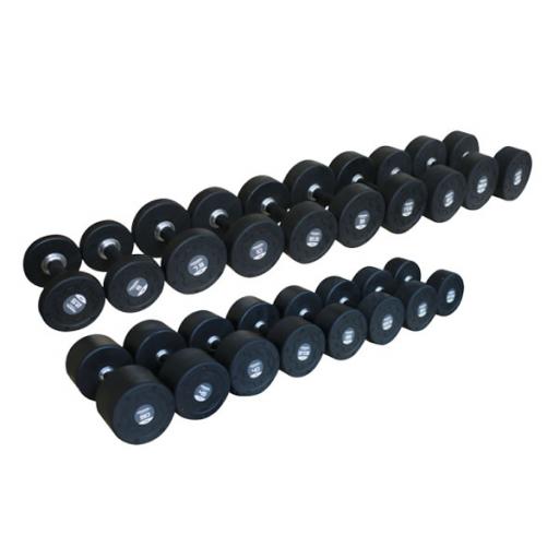 Primal Strength Stealth Commercial Fitness Premium Rubber/Stainless Steel 2.5kg-25kg Dumbbell Set (10 Pairs)