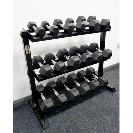 Primal Strength Rack and Rubber Hex Dumbbell Package (9 Pairs 2.5kg - 22.5kg)